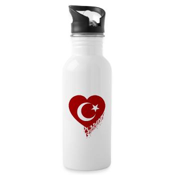 Blutendes Herz Türkei - Trinkflasche mit integriertem Trinkhalm - Weiß - Rechts
