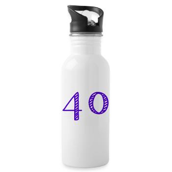 40. 40 YEARS. 40th ANNIVERSARY. 40 YEARS ANNIVERSARY. - Water bottle with straw - white - Right