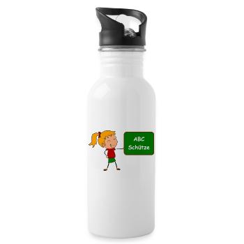 Einschulung ABC Schütze - Trinkflasche mit integriertem Trinkhalm - Weiß - Rechts