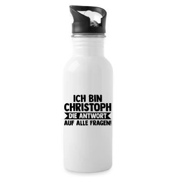 Vorname Chris Christoph - Trinkflasche mit integriertem Trinkhalm - Weiß - Rechts