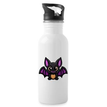 Fledermaus Halloween Lustig - Trinkflasche mit integriertem Trinkhalm - Weiß - Rechts