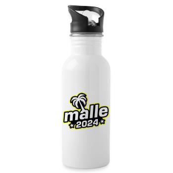 Malle 2024 Mallorca Palme - Trinkflasche mit integriertem Trinkhalm - Weiß - Rechts