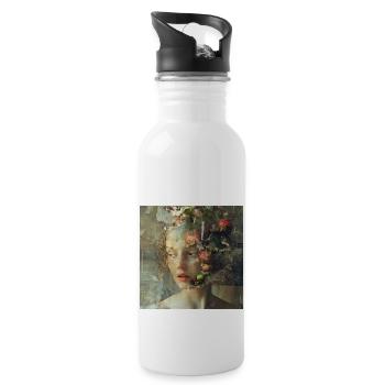 Woman with fruit - Water bottle with straw - white - Right
