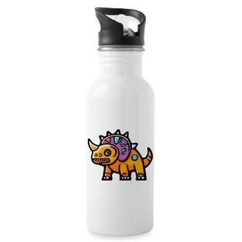 Dinosaur triceratops Halloween Funny - Water bottle with straw - white - Right