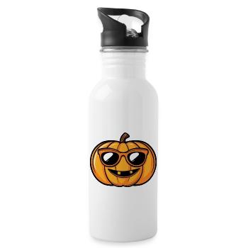 Pumpkin Halloween Autumn Cool - Water bottle with straw - white - Right