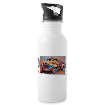 Truck Driver Life - Water bottle with straw - white - Right