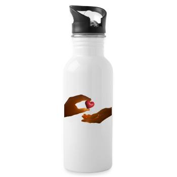 Cœur offert: partage et soin - Gourde avec paille intégrée - blanc - Droite