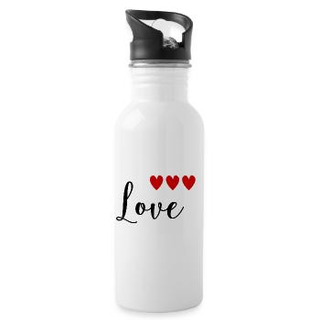 HEART. CHRISTMAS. COUPLE. VALENTINE'S DAY. JUST MARRIED. - Water bottle with straw - white - Right