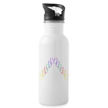 80er Regenbogen Katzen Gay Pride LGBT - Trinkflasche mit integriertem Trinkhalm - Weiß - Rechts
