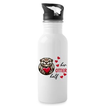 Otter Half Love Gift - Water bottle with straw - white - Right