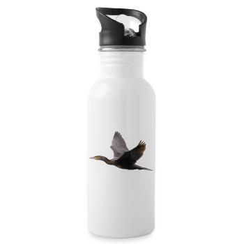 Cormorant in flight - Water bottle with straw - white - Right