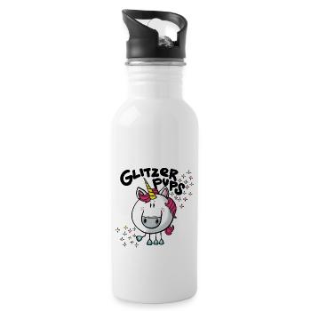 Einhorn Glitzerpups - Trinkflasche mit integriertem Trinkhalm - Weiß - Rechts