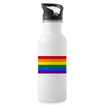 Pride Fahne, LGBTQ - Trinkflasche mit integriertem Trinkhalm - Weiß - Rechts