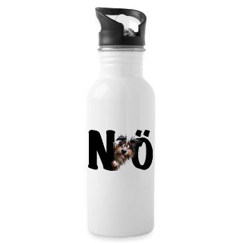 NÖ - lustiger Hund - Nein - Nope - Statement - Trinkflasche mit integriertem Trinkhalm - Weiß - Rechts