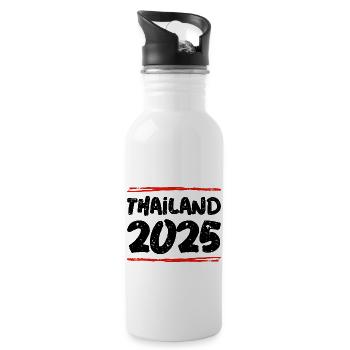 Thailand 2025 Spruch - Trinkflasche mit integriertem Trinkhalm - Weiß - Rechts