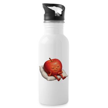 Apfel - Trinkflasche mit integriertem Trinkhalm - Weiß - Rechts