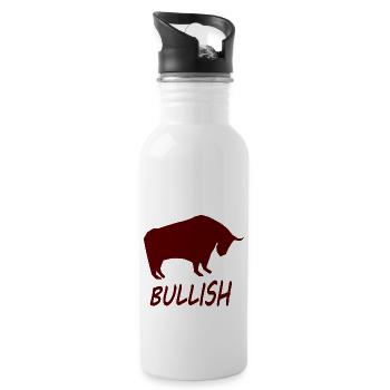 Der Bullen Investor - Trinkflasche mit integriertem Trinkhalm - Weiß - Rechts