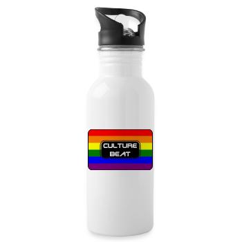 Kultur Beat Pride Logo - Trinkflasche mit integriertem Trinkhalm - Weiß - Rechts
