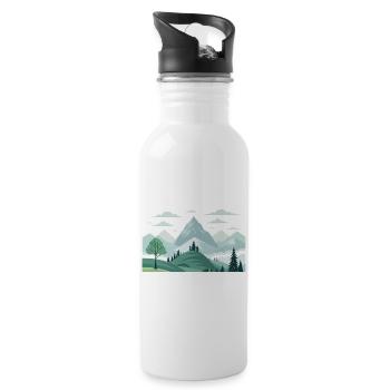 Gebirge - Trinkflasche mit integriertem Trinkhalm - Weiß - Rechts