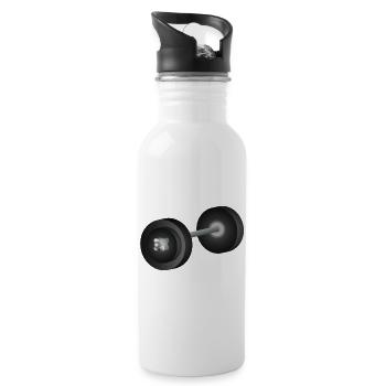Simple dumbbell – fitness symbol for strength athletes - Water bottle with straw - white - Right