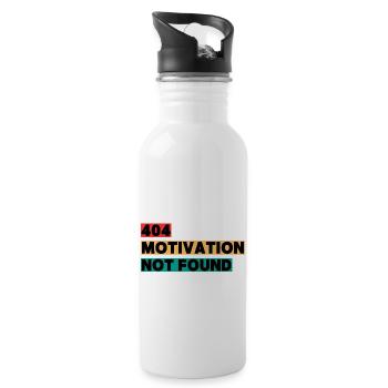 404 Motivation Not Found – Funny Quote - Water bottle with straw - white - Right