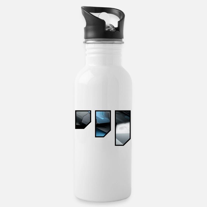 Motif abstrait techno futuriste - Gourde avec paille intégrée - blanc