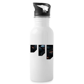 Futuristisches geometrisches Lichtmuster - Trinkflasche mit integriertem Trinkhalm - Weiß - Rechts