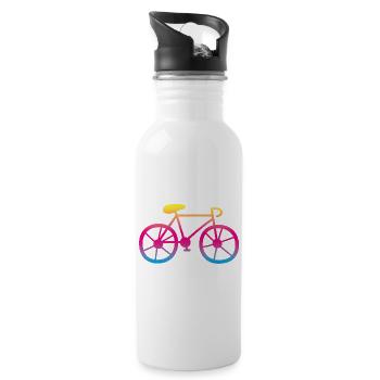 Bicycle Bike Color Rainbow Wheel Cycling Tour - Water bottle with straw - white - Right