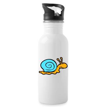 Schneckenhaus Schnecke Nacktschnecke lächelt süß - Trinkflasche mit integriertem Trinkhalm - Weiß - Rechts
