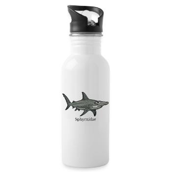 Sphyrnidae Hammerhead Shark Design - Water bottle with straw - white - Right