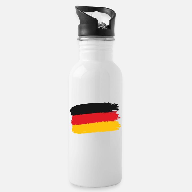 Deutschland Flagge Pinselstrich - Trinkflasche mit integriertem Trinkhalm - Weiß