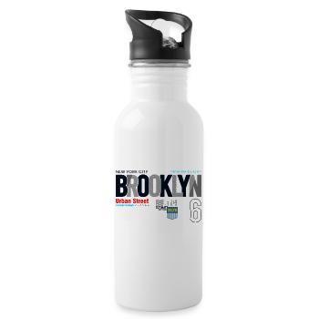 Brooklyn Cityscape Typographie urbaine - Gourde avec paille intégrée - blanc - Droite