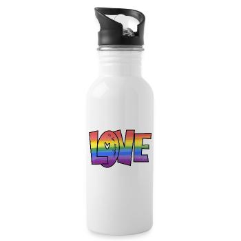 Rainbow Love Lettering L’amour est pour tout le monde - Gourde avec paille intégrée - blanc - Droite