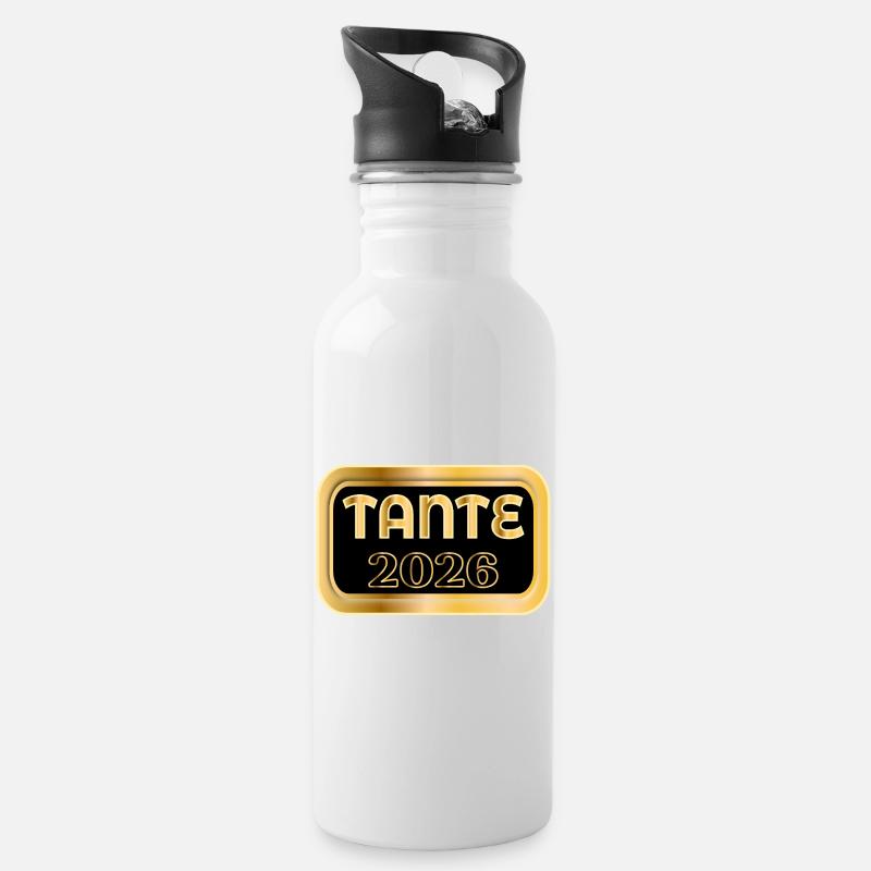 TANTE 2026 BABY ANKÜNDIGUNG - Trinkflasche mit integriertem Trinkhalm - Weiß