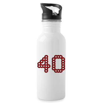 40. 40 YEARS. 40th ANNIVERSARY. 40 YEARS ANNIVERSARY. - Water bottle with straw - white - Right