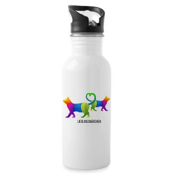 Favorite Girl Cat | Funny Cat Lover - Water bottle with straw - white - Right