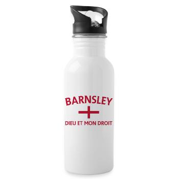 Barnsley-Emblem England-Flagge - Trinkflasche mit integriertem Trinkhalm - Weiß - Rechts
