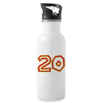 20. 20th ANNIVERSARY. 20 YEARS ANNIVERSARY. 20 YEARS. - Water bottle with straw - white - Right