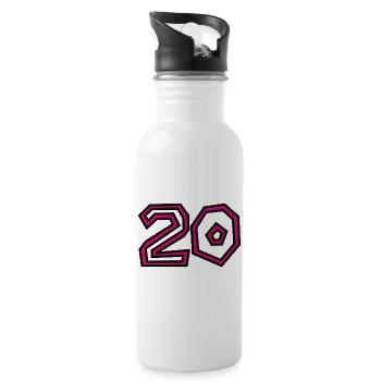 20. 20e ANNIVERSAIRE. ANNIVERSAIRE 20 ANS. 20 ANS. - Gourde avec paille intégrée - blanc - Droite