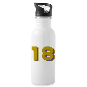 18. 18 JAHRE ALT. 18-JÄHRIGES JUBILÄUM. 18. GEBURTSTAG. - Trinkflasche mit integriertem Trinkhalm - Weiß - Rechts