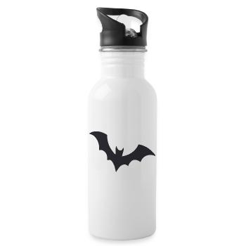 Silhouette of a nocturnal bat - Water bottle with straw - white - Right