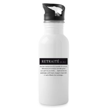 Retired, humorous definition of the word retiree - Water bottle with straw - white - Right