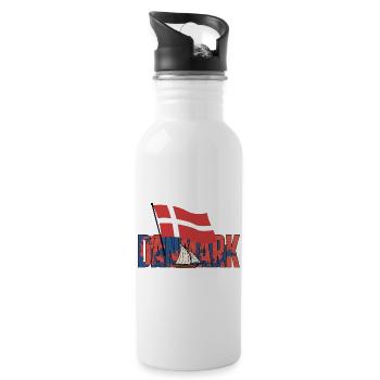 Drapeau et voilier du Danmark - Gourde avec paille intégrée - blanc - Droite