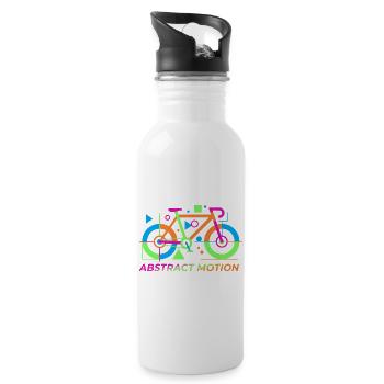 Neon Abstract Bicycle Motion - Water bottle with straw - white - Right