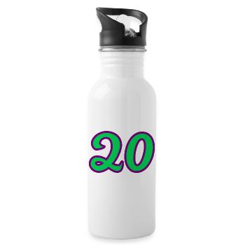 20. 20th ANNIVERSARY. 20 YEARS ANNIVERSARY. 20 YEARS. - Water bottle with straw - white - Right