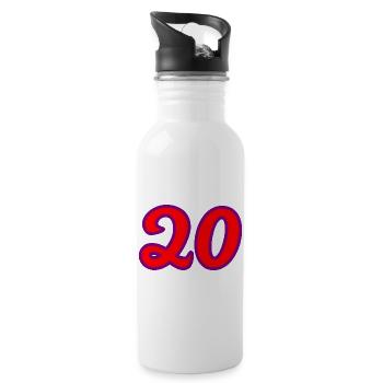 20. 20. JAHRESTAG. 20-JÄHRIGES JUBILÄUM. 20 JAHRE. - Trinkflasche mit integriertem Trinkhalm - Weiß - Rechts