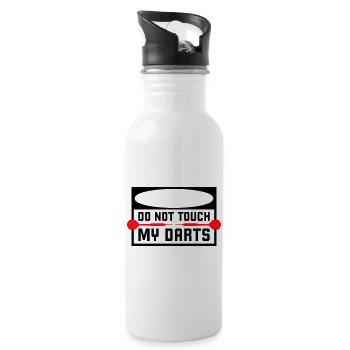 Do Not Touch My Darts Warning Darts Player Humor - Water bottle with straw - white - Right