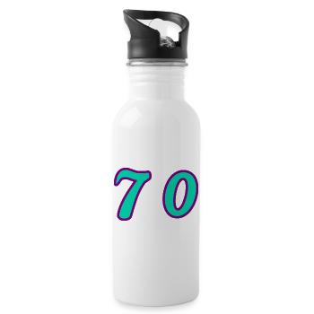 70. 70 YEARS. 70th ANNIVERSARY. 70 YEARS ANNIVERSARY. - Water bottle with straw - white - Right