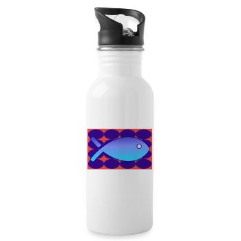 FISCH. SARDINE. APRILSCHERZ. MEER. OZEAN - Trinkflasche mit integriertem Trinkhalm - Weiß - Rechts