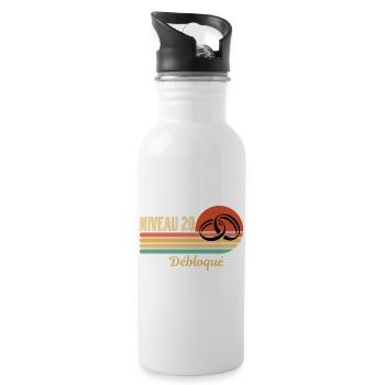 Level 20 Unlocked Retro Graphic Design - Water bottle with straw - white - Right
